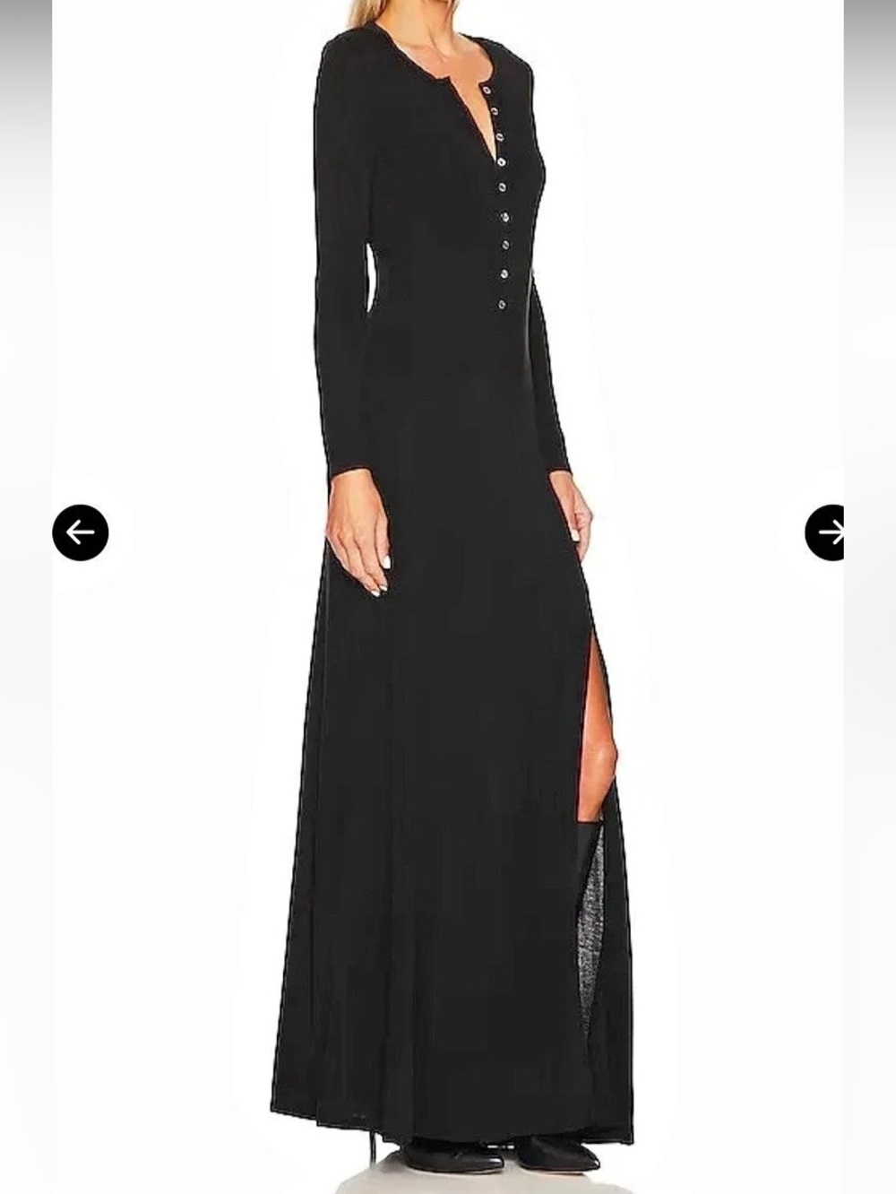 FRAME Henley Maxi Dress Noir Black S/P – LWKD0290 - Picture 2 of 12